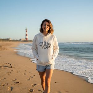 Sweat à Capuche Bio Effet Mer Doodle Black