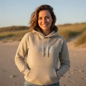 Sweat à Capuche Bio Effet Mer Doodle White